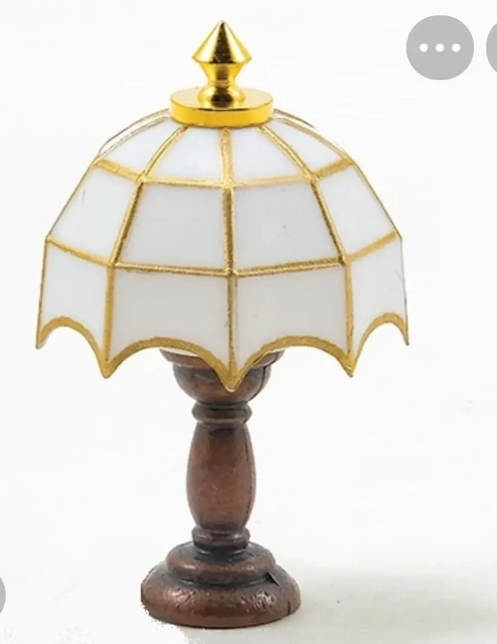 White Tiffany Table Dollhouse Table Lamp Plug In Original Box NOS 1:2 Scale